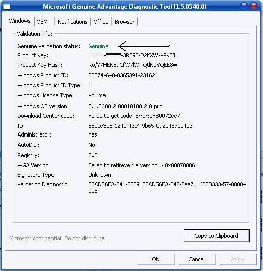 Windows genuine validation tool